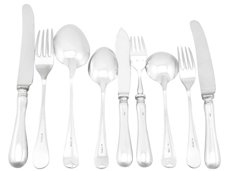 English Vintage Sterling Silver Canteen of Cutlery for Six Persons For Sale