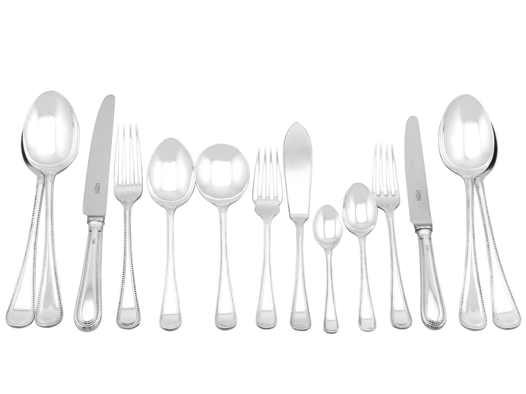 Vintage Sterling Silver Canteen of Cutlery for Twelve Persons 1993 In Excellent Condition For Sale In Jesmond, Newcastle Upon Tyne