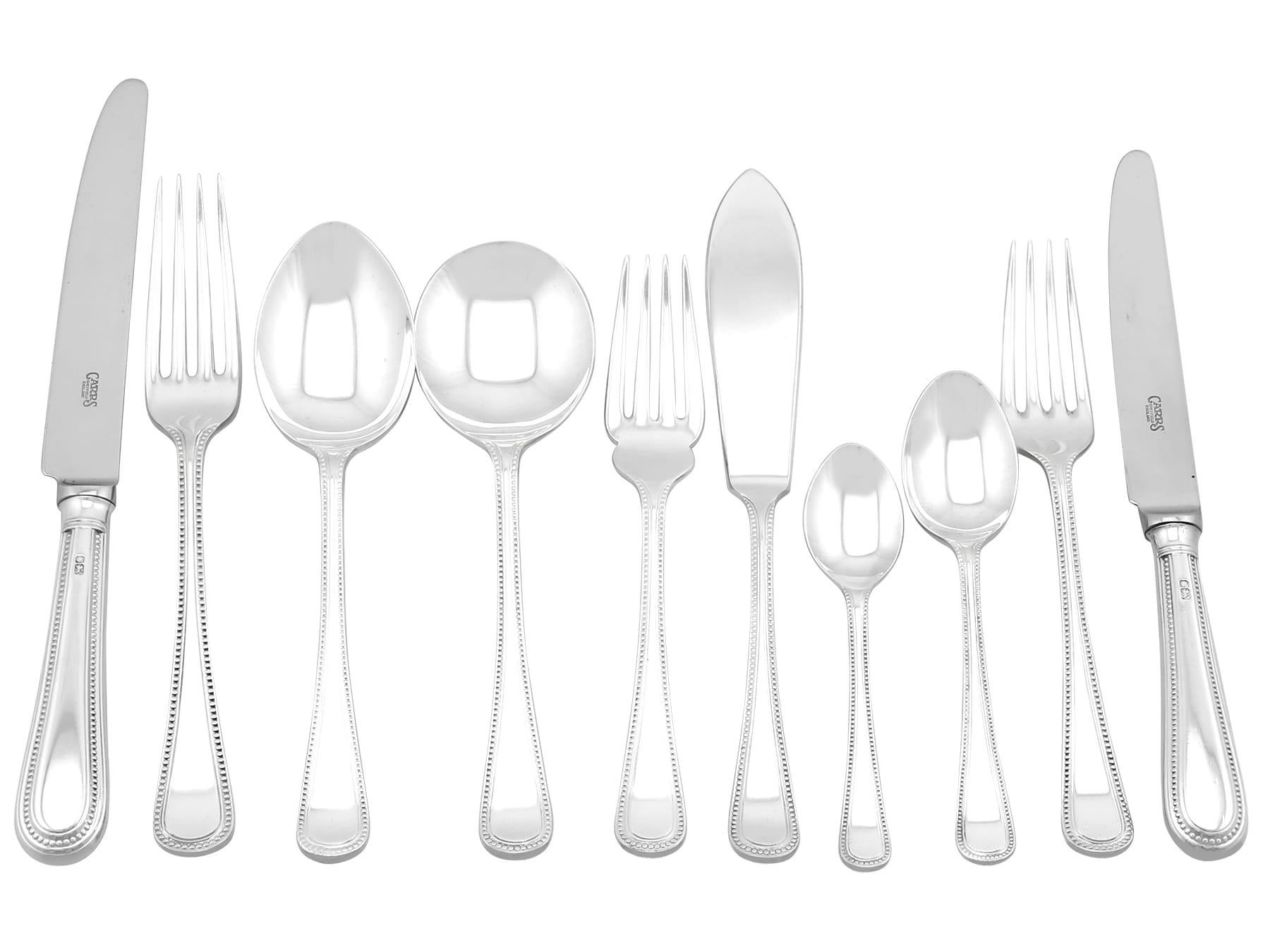 Late 20th Century Vintage Sterling Silver Canteen of Cutlery for Twelve Persons 1993 For Sale