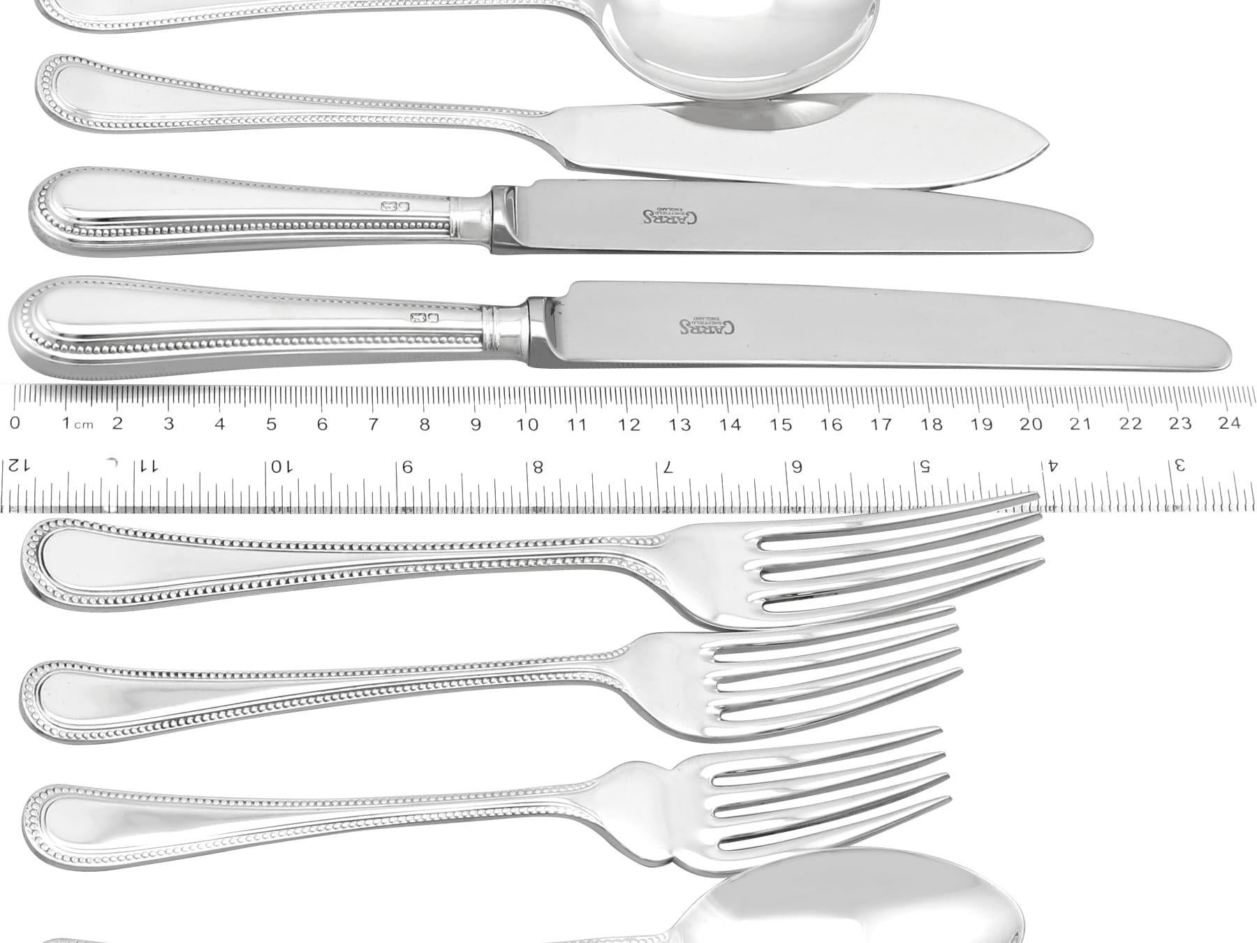 Vintage Sterling Silver Canteen of Cutlery for Twelve Persons 1993 For Sale 3