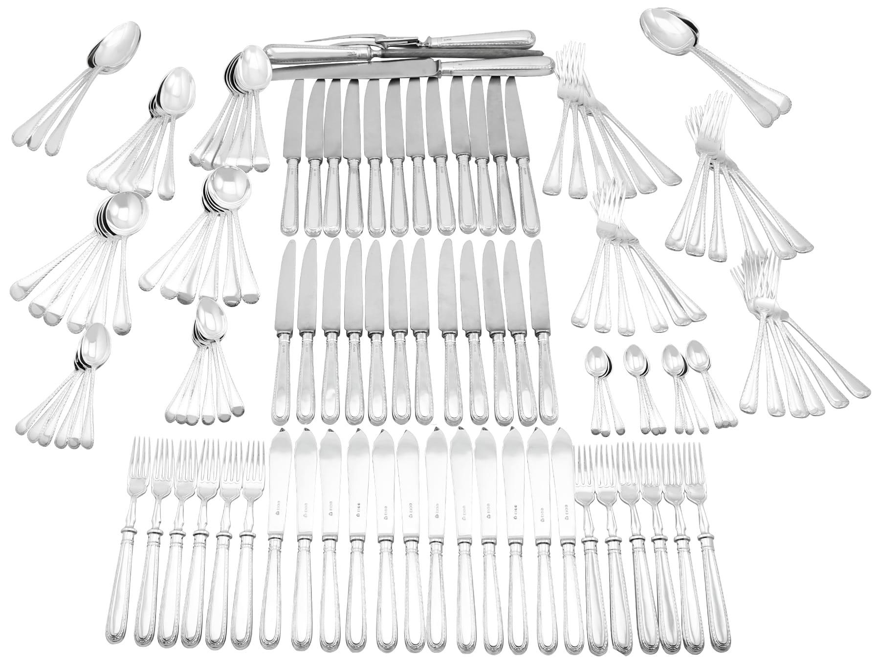 Vintage Sterling Silver Canteen of Cutlery for Twelve Persons For Sale 9
