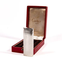 Accendino d'epoca in argento Sterling CARTIER Les Must in scatola 1970s