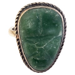 Vintage Sterling Silver Carved Face Tribal Ring