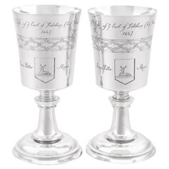 Vintage Sterling Silver Chalices by Garrard & Co, 17th Century Style