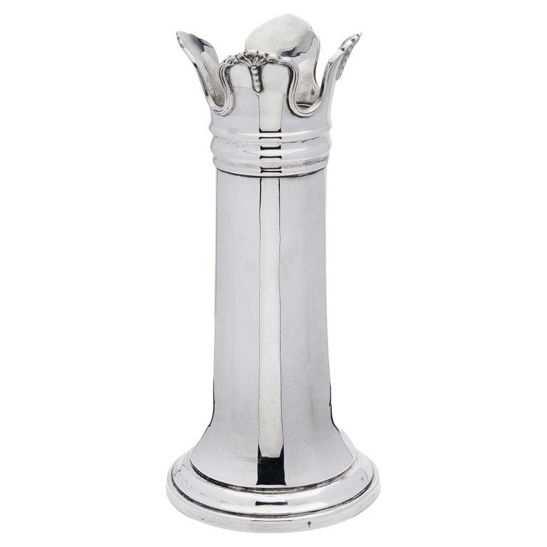 Vintage Sterling Silver Chess Ornament Vase For Sale at 1stDibs