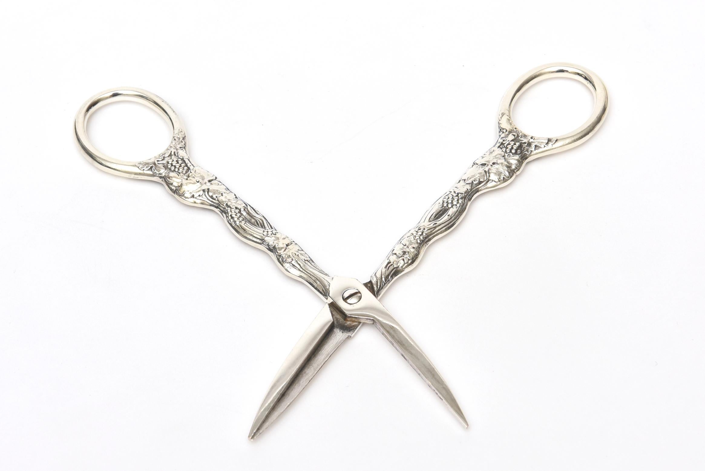 French Vintage Sterling Silver Christofle Grape Shears