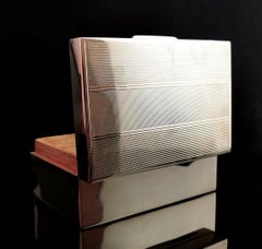 Vintage Sterling Silver Cigarette Box, 1930's, Engine Turned