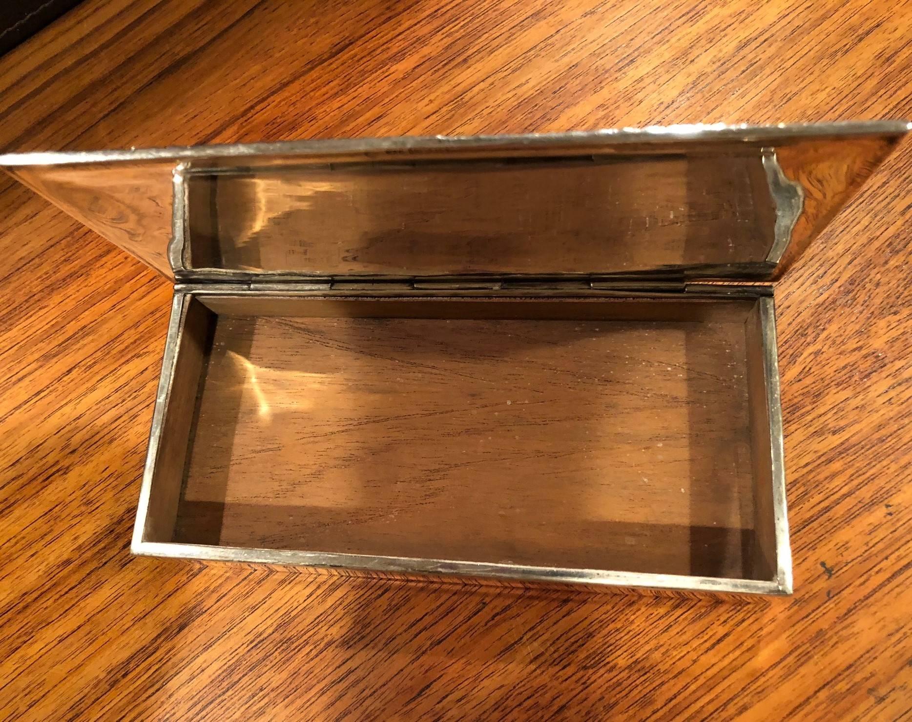 Vintage Sterling Silver Cigarette Box For Sale 1