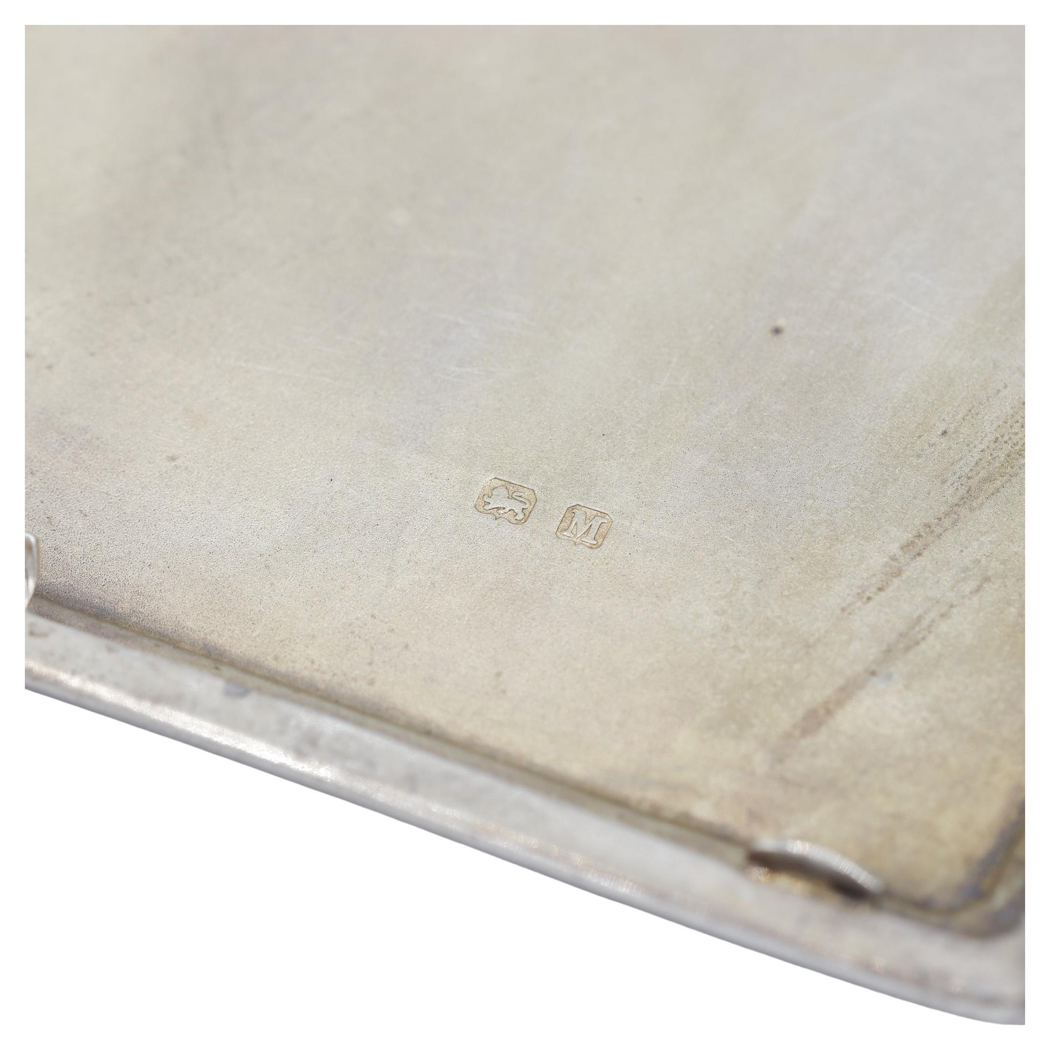 Vintage Sterling Silver Cigarette Case Anchor Lion M Hallmark In Excellent Condition In Houston, TX