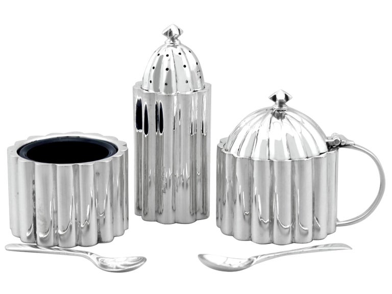 Vintage Sterling Silver Condiment Set For Sale at 1stDibs