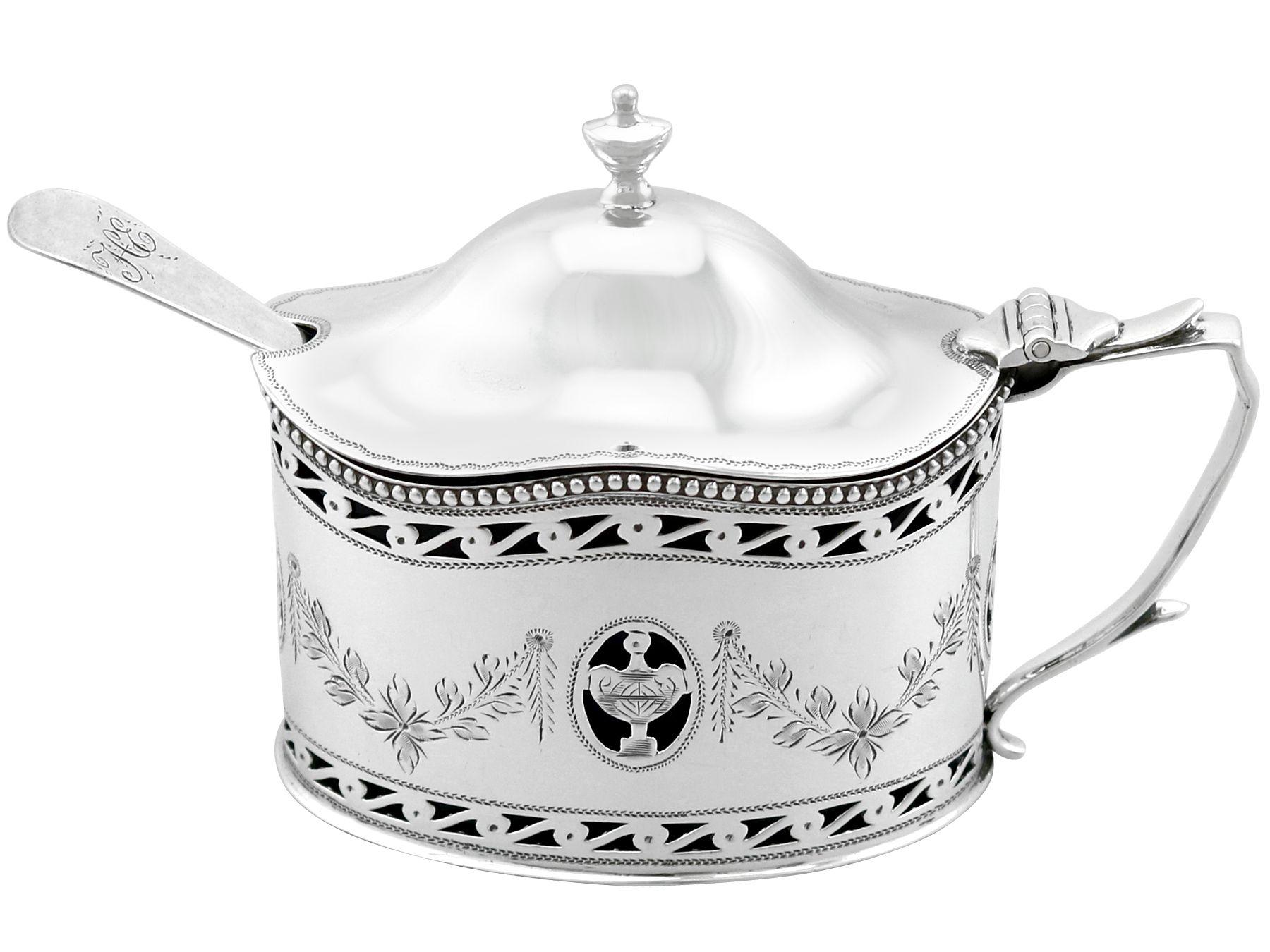 British Vintage Adam's Style Sterling Silver Condiment Set For Sale