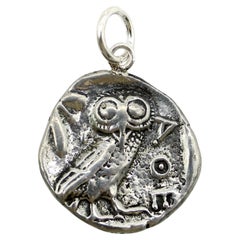 Vintage Sterling Silver Copy of Athenian Tetradrachm Coin Pendant