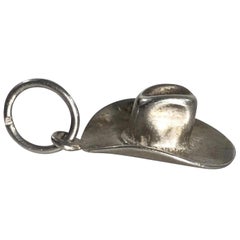 Retro Sterling Silver Cowboy Hat Charm or Pendent with Bail