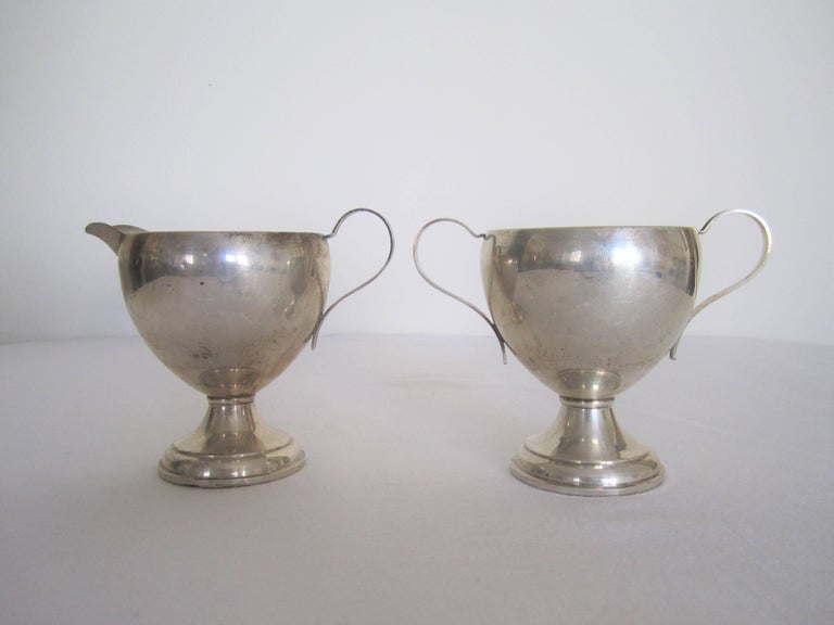Vintage Sterling Silver Creamer and Sugar Set For Sale at 1stDibs