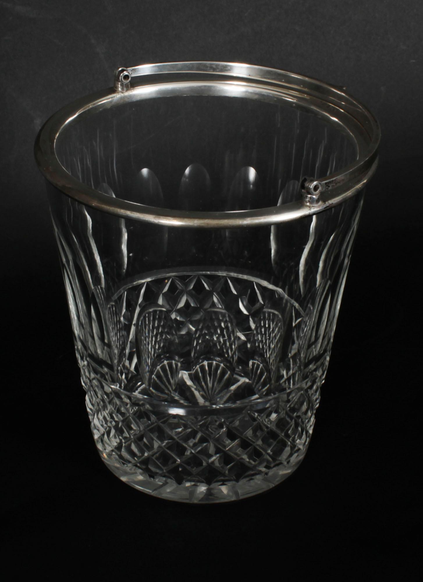 Vintage Sterling Silver & Crystal Ice Pail Bucket 20th Century In Good Condition In London, GB