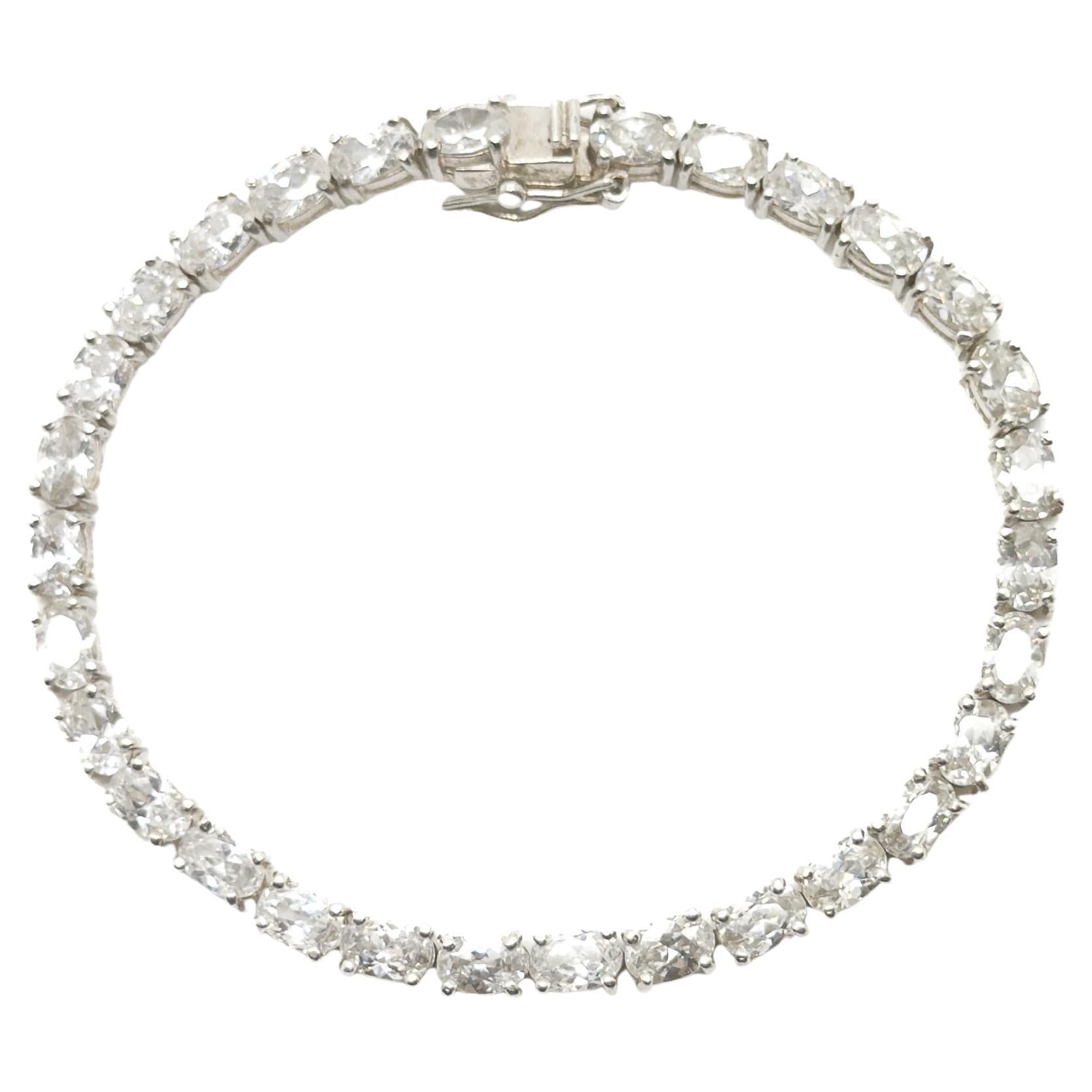 Vintage Sterling Silver Crystal Line Bracelet 2000s