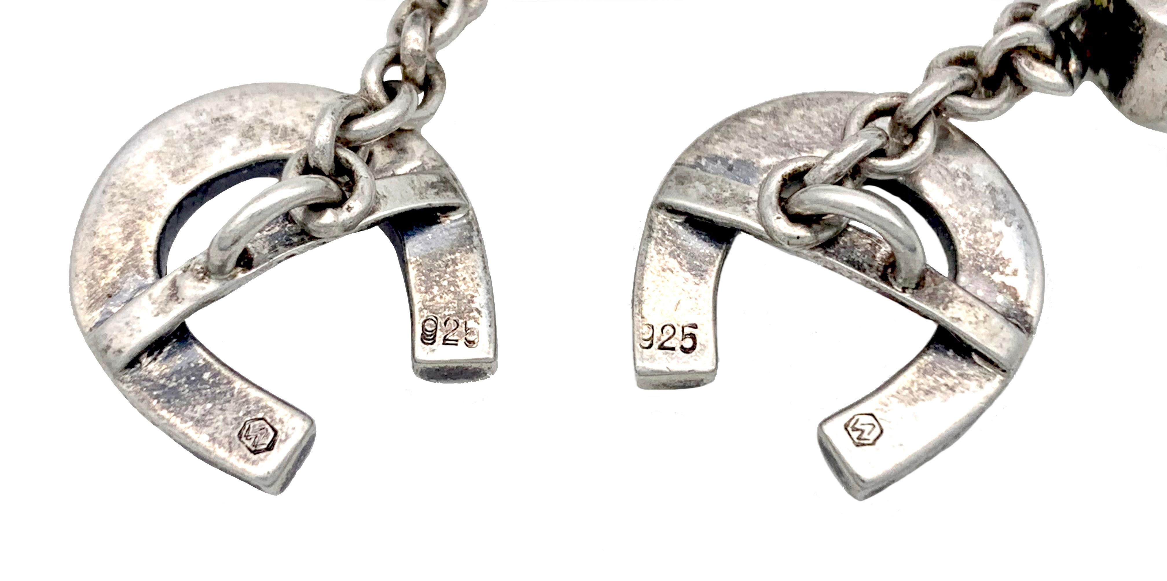 Vintage Sterling Silver Cufflinks Hores Shoe Horse Nail Bon état - En vente à Munich, Bavaria