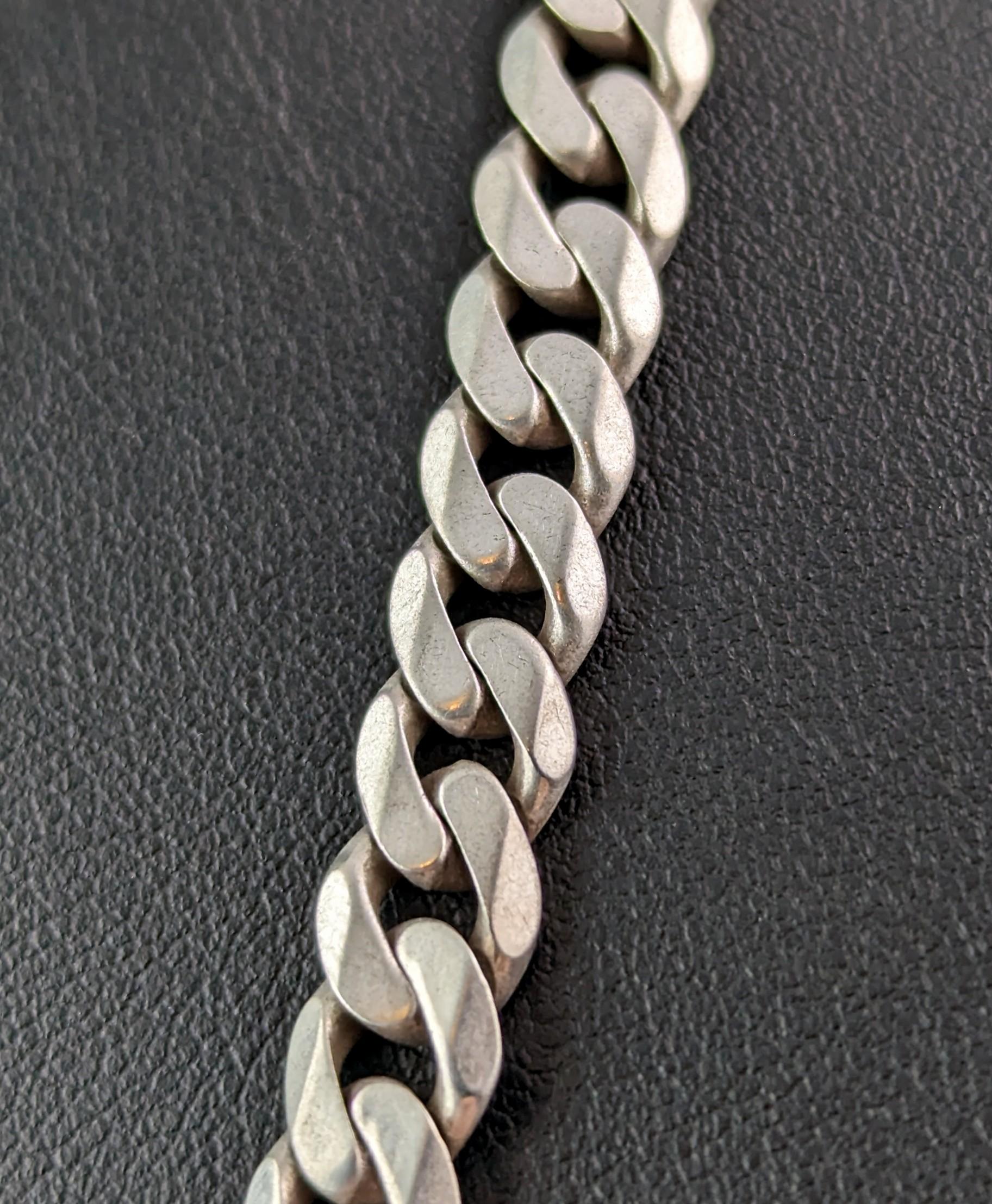 Vintage sterling silver curb link chain necklace  For Sale 1