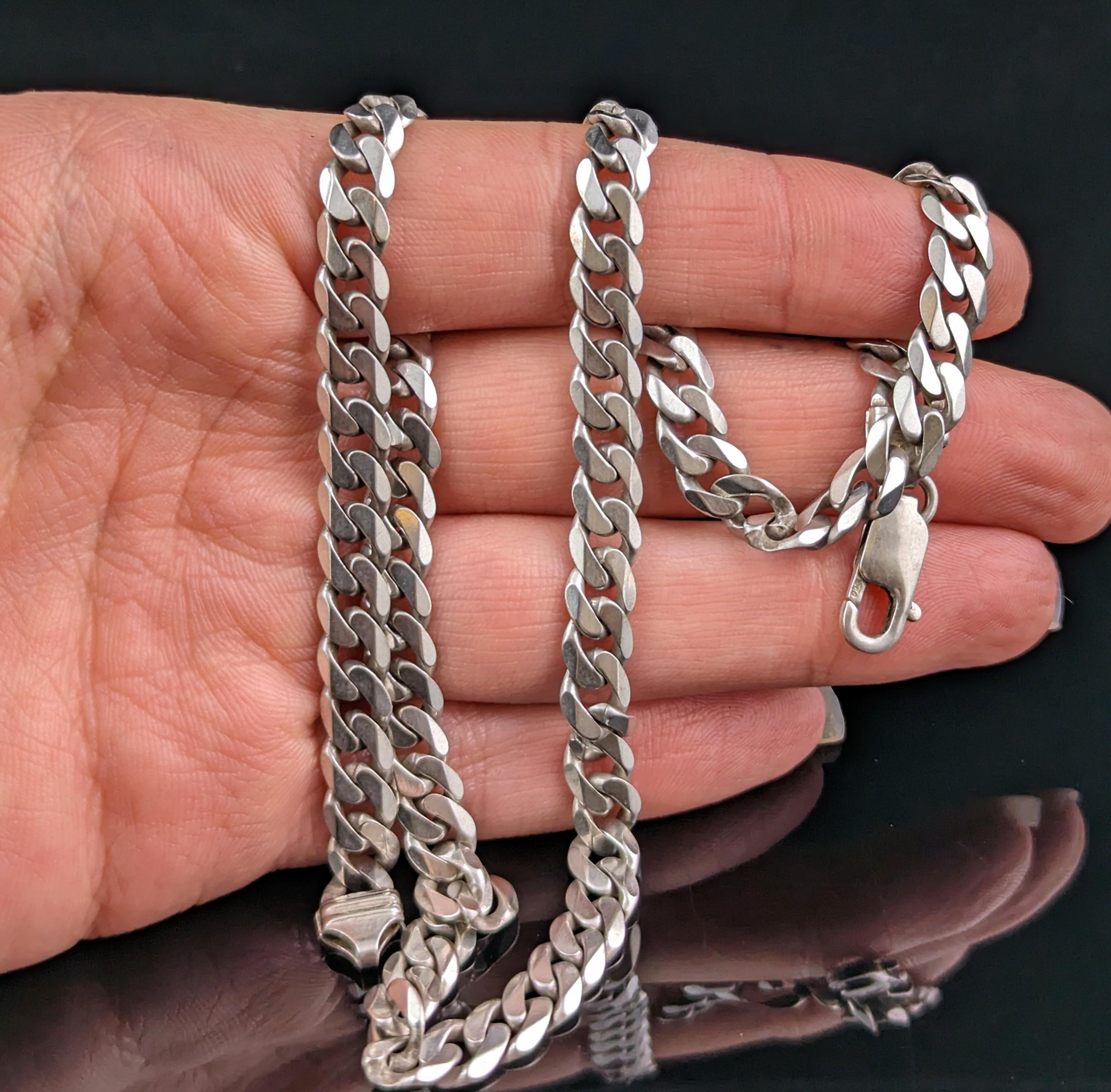 Vintage sterling silver curb link chain necklace  For Sale 2