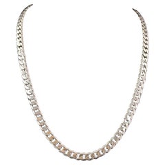 Antique sterling silver curb link chain necklace 