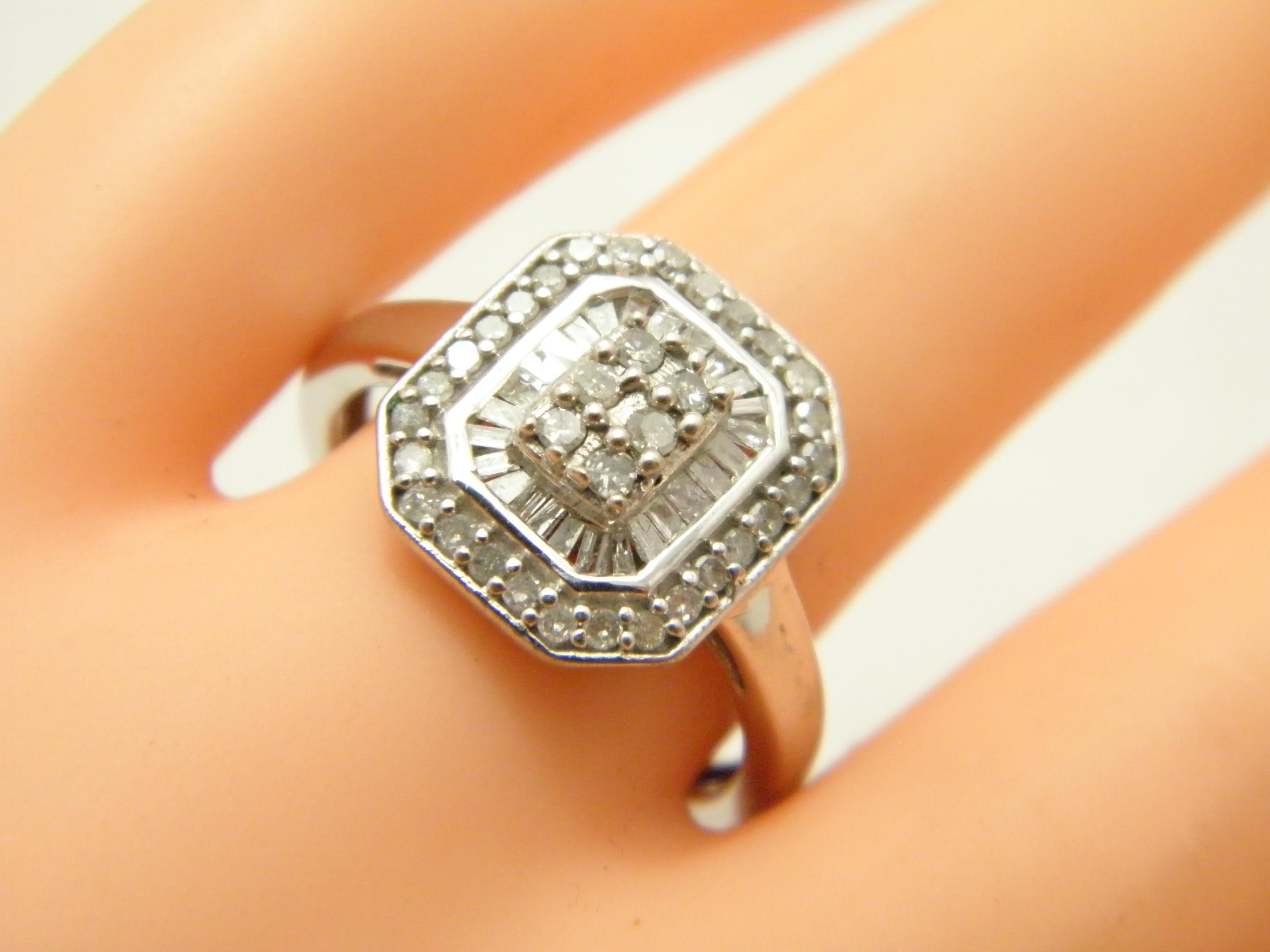 Vintage Sterling Silver Diamond Cluster Signet Ring Size P1/2 8 925 Purity 1.25 For Sale 3