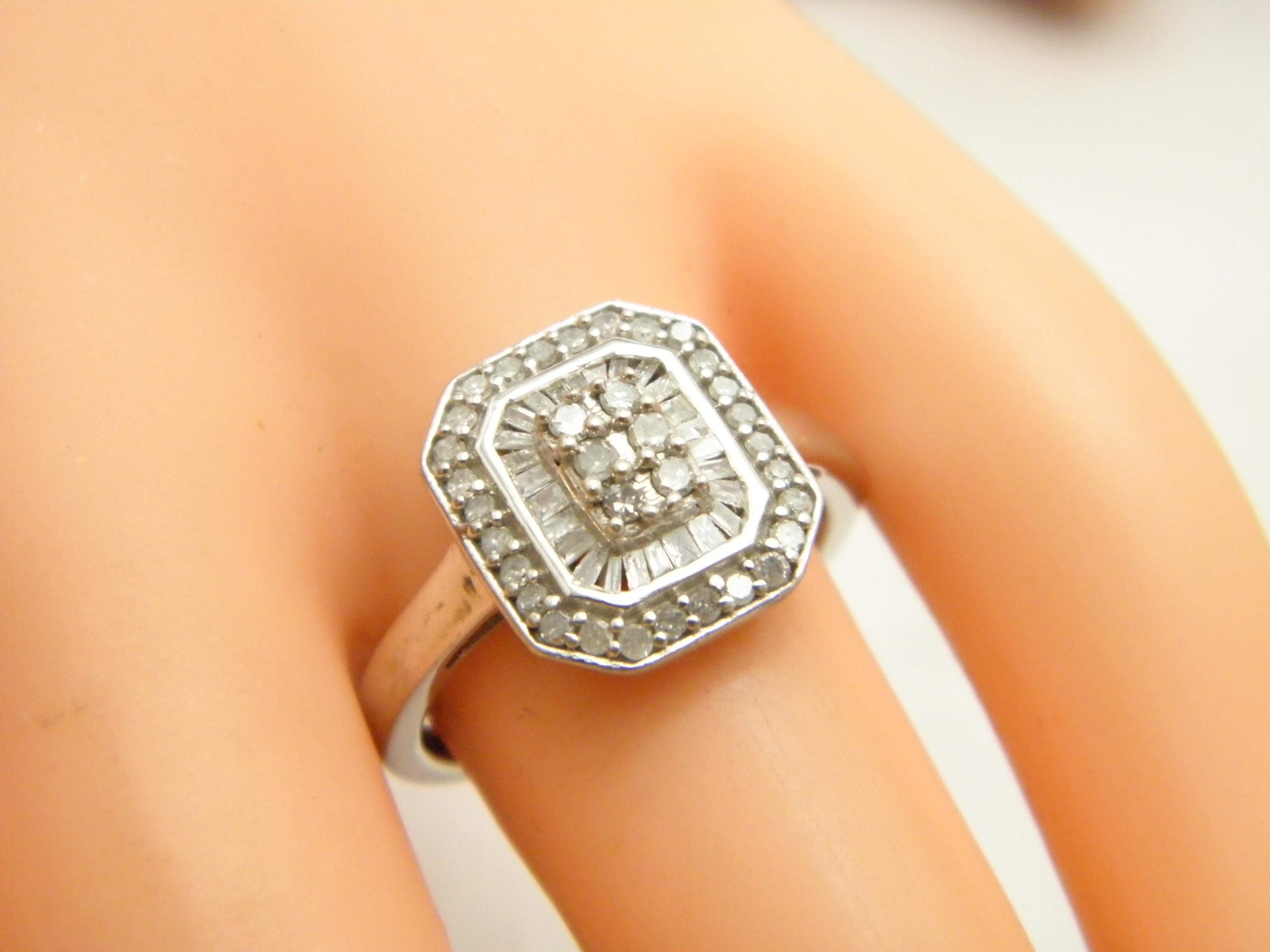 Vintage Sterling Silver Diamond Cluster Signet Ring Size P1/2 8 925 Purity 1.25 For Sale 4