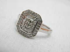 Vintage Sterling Silver Diamond Cluster Signet Ring Size P1/2 8 925 Purity 1.25