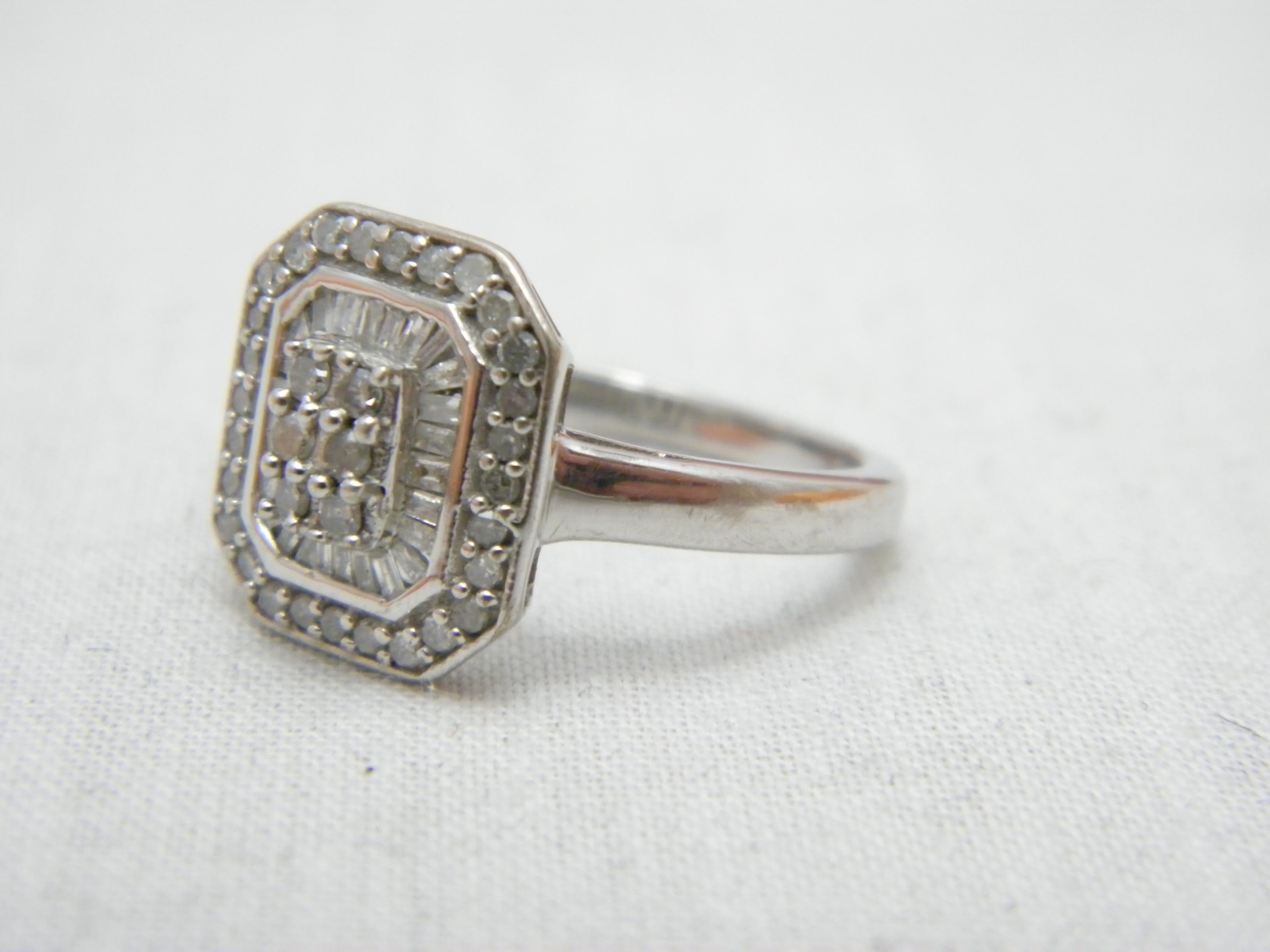 Round Cut Vintage Sterling Silver Diamond Cluster Signet Ring Size P1/2 8 925 Purity 1.25 For Sale