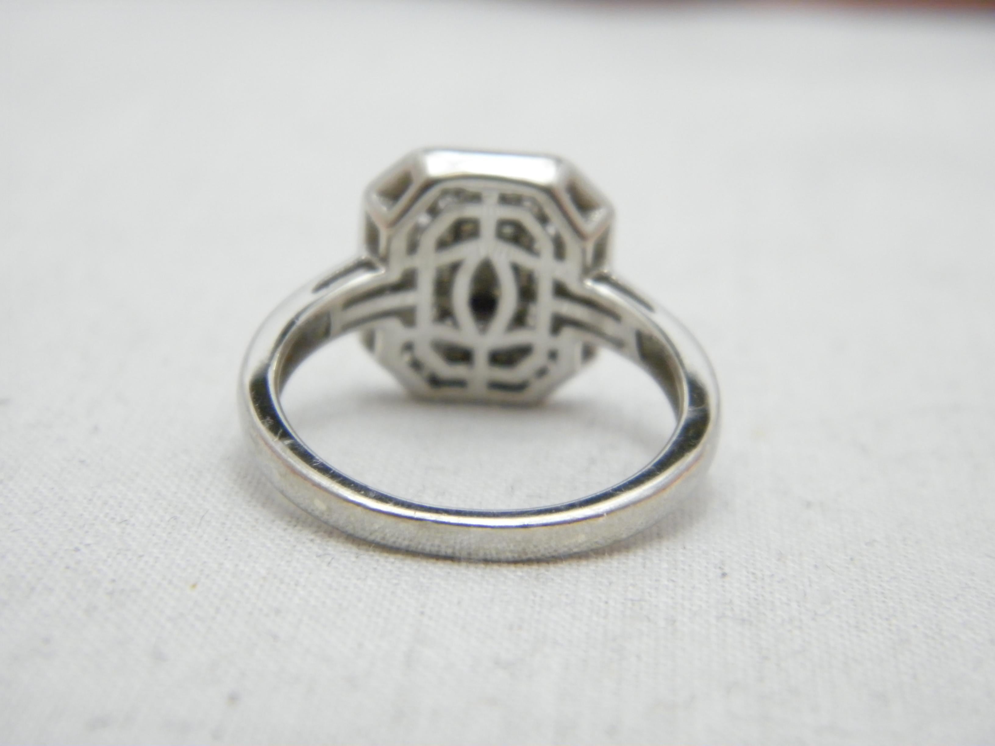Vintage Sterling Silver Diamond Cluster Signet Ring Size P1/2 8 925 Purity 1.25 For Sale 1