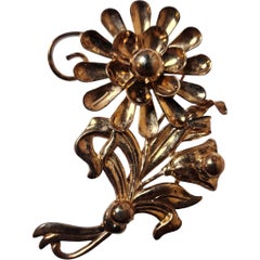 Vintage Sterling Silver Dimensional Floral Spray Brosche