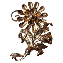 Vintage Sterling Silver Dimensional Floral Spray Brooch