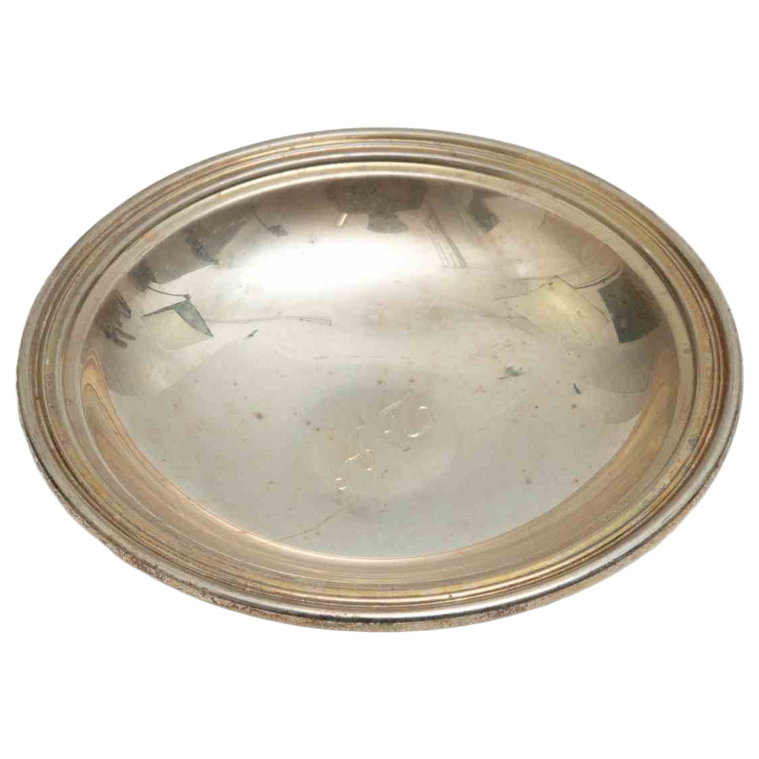 Vintage Sterling Silver Dish / Small Serving Bowl – Monogrammed “AG”, 1970s For Sale