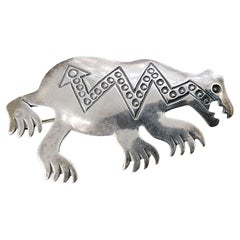 ELWOOD REYNOLDS Native American Mystical Creature Brosche, Vintage, Sterlingsilber