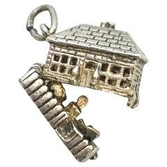 Vintage Sterling Silver English Cottage House Charm Pendant