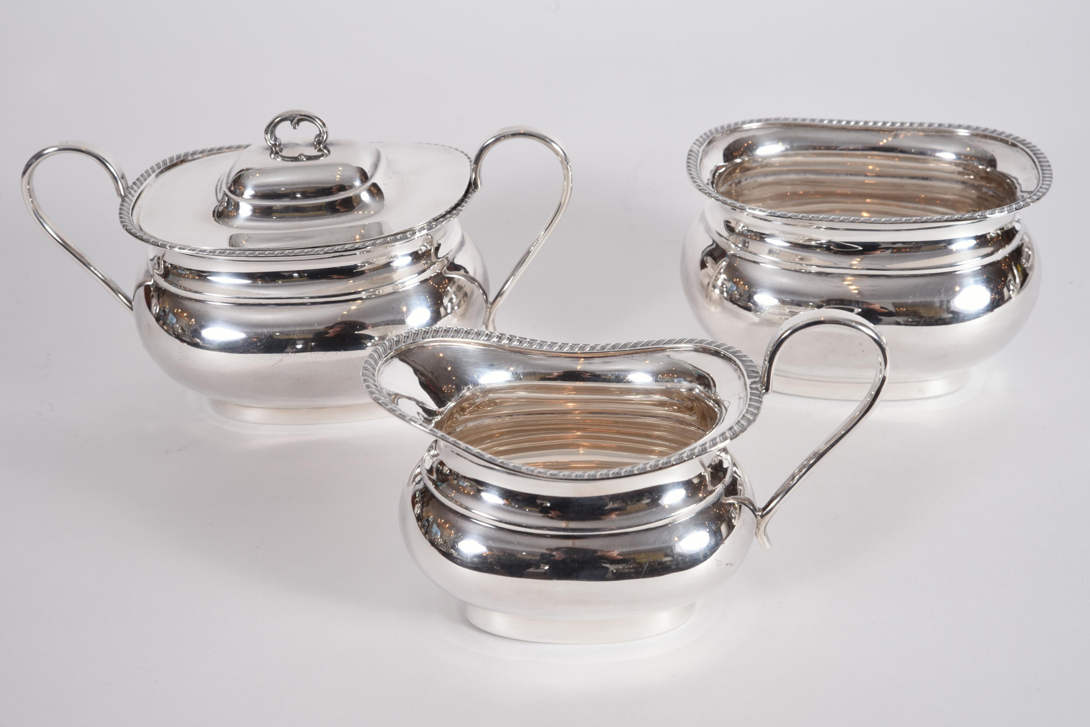 British Vintage Sterling Silver English Sheffield Five Pieces Tea or Coffee Service