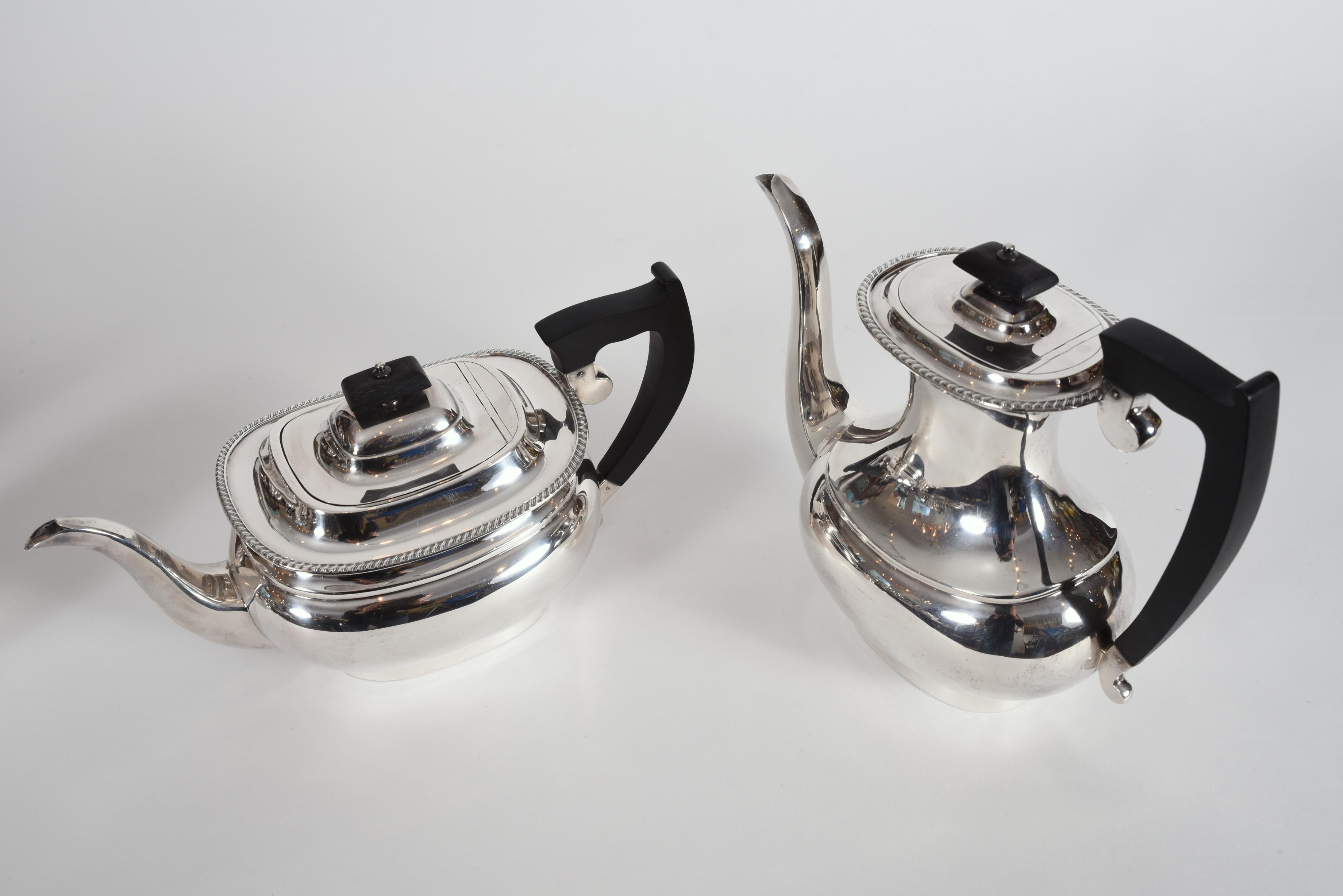 Early 20th Century Vintage Sterling Silver English Sheffield Five Pieces Tea or Coffee Service