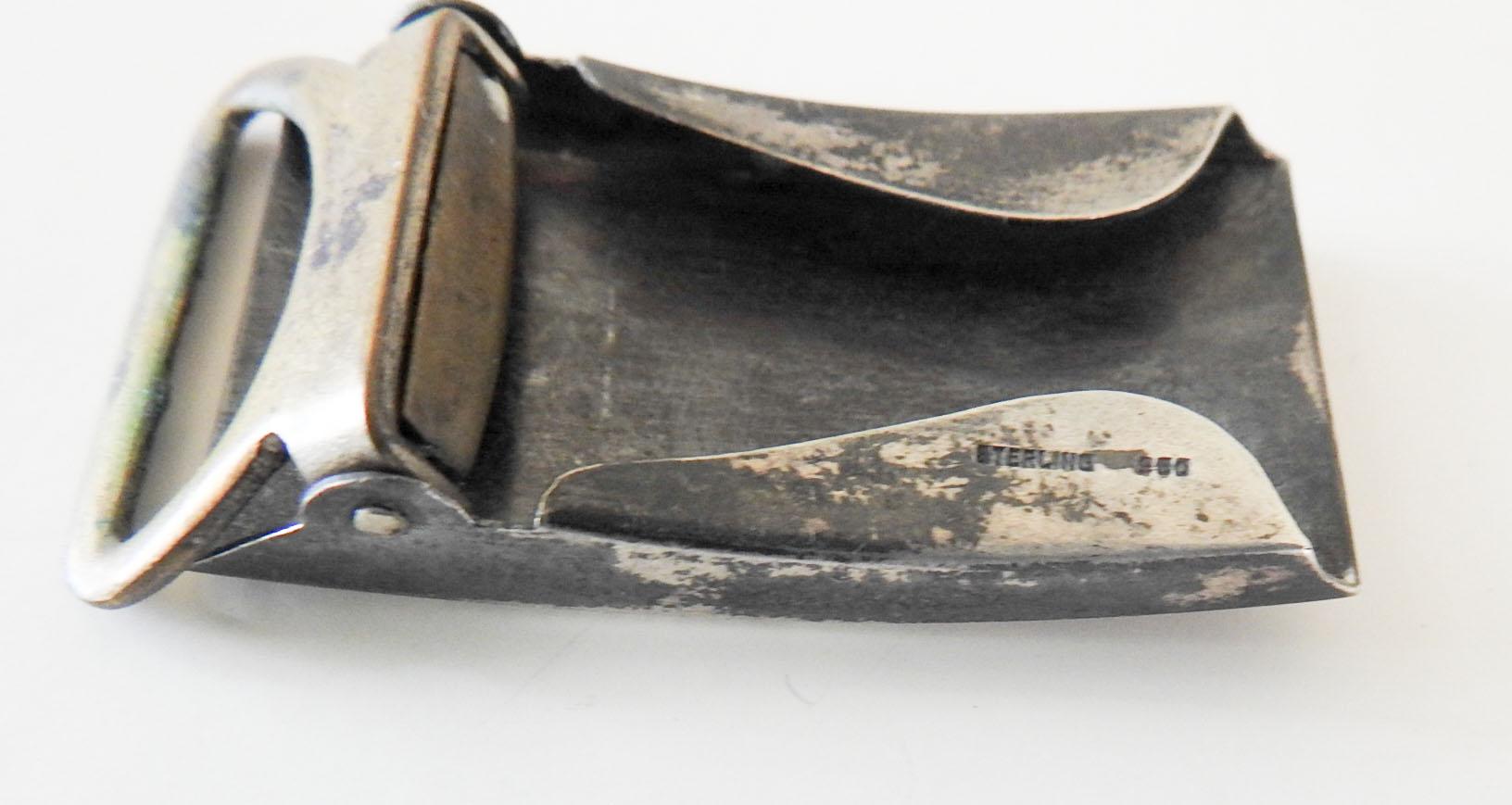Edwardian Vintage Sterling Silver Engraved Buckle For Sale