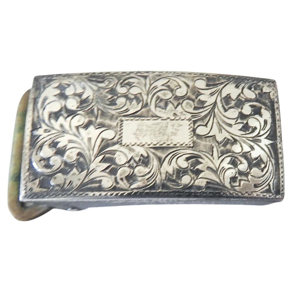 Vintage Sterling Silver Engraved Buckle