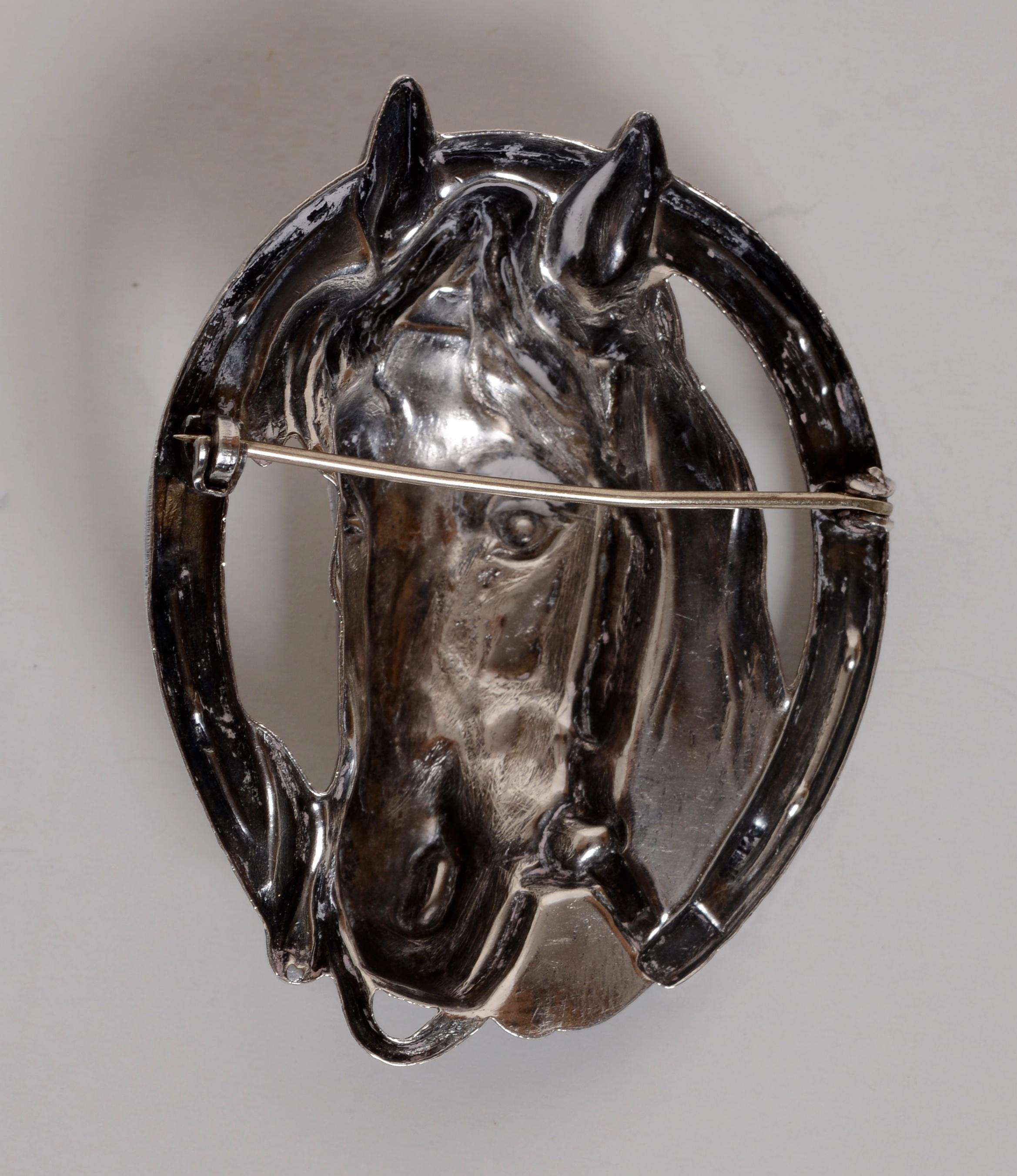 Vintage Sterling Silver Equestrian Horse Pin With Bit And Bridle 1