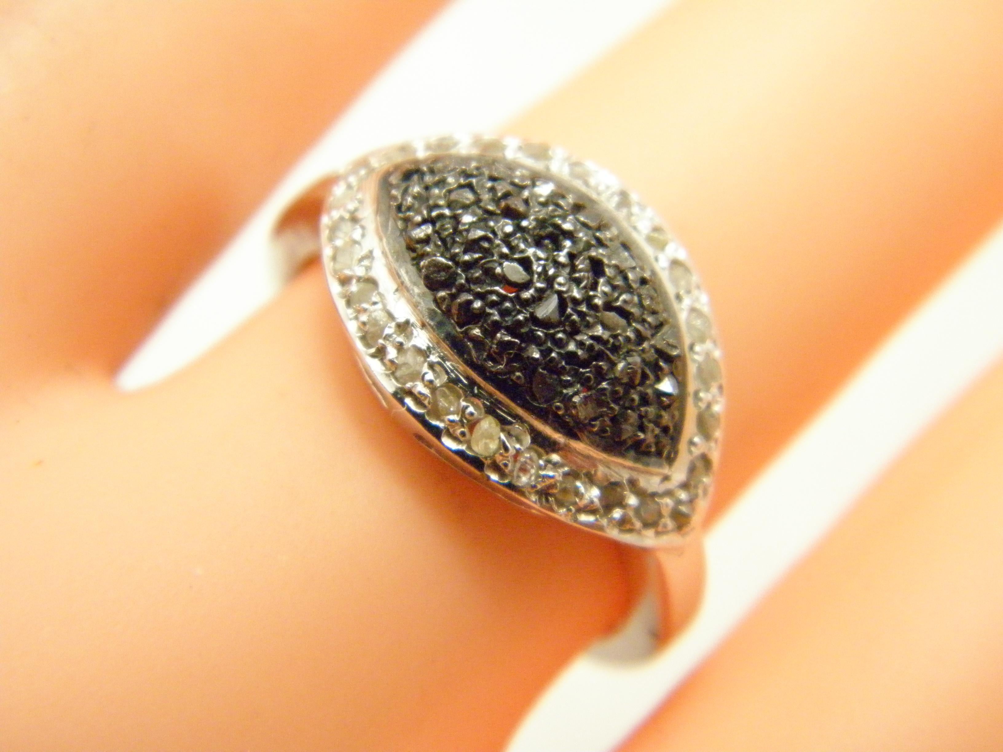 Vintage Sterling Silver Evil Eye Diamond Ring 925 Purity For