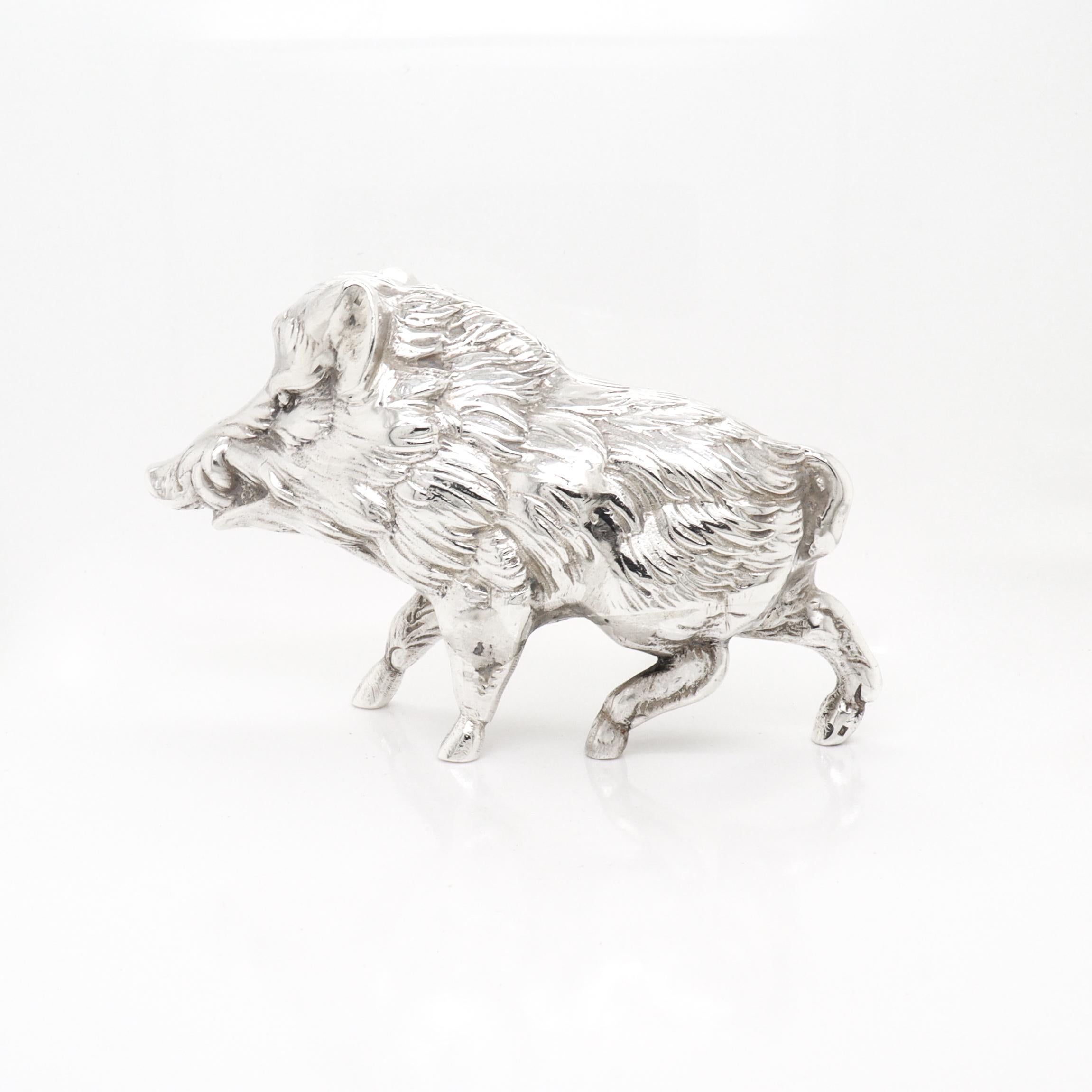 Argento 925 Figurina di cinghiale in argento Sterling vintage in vendita
