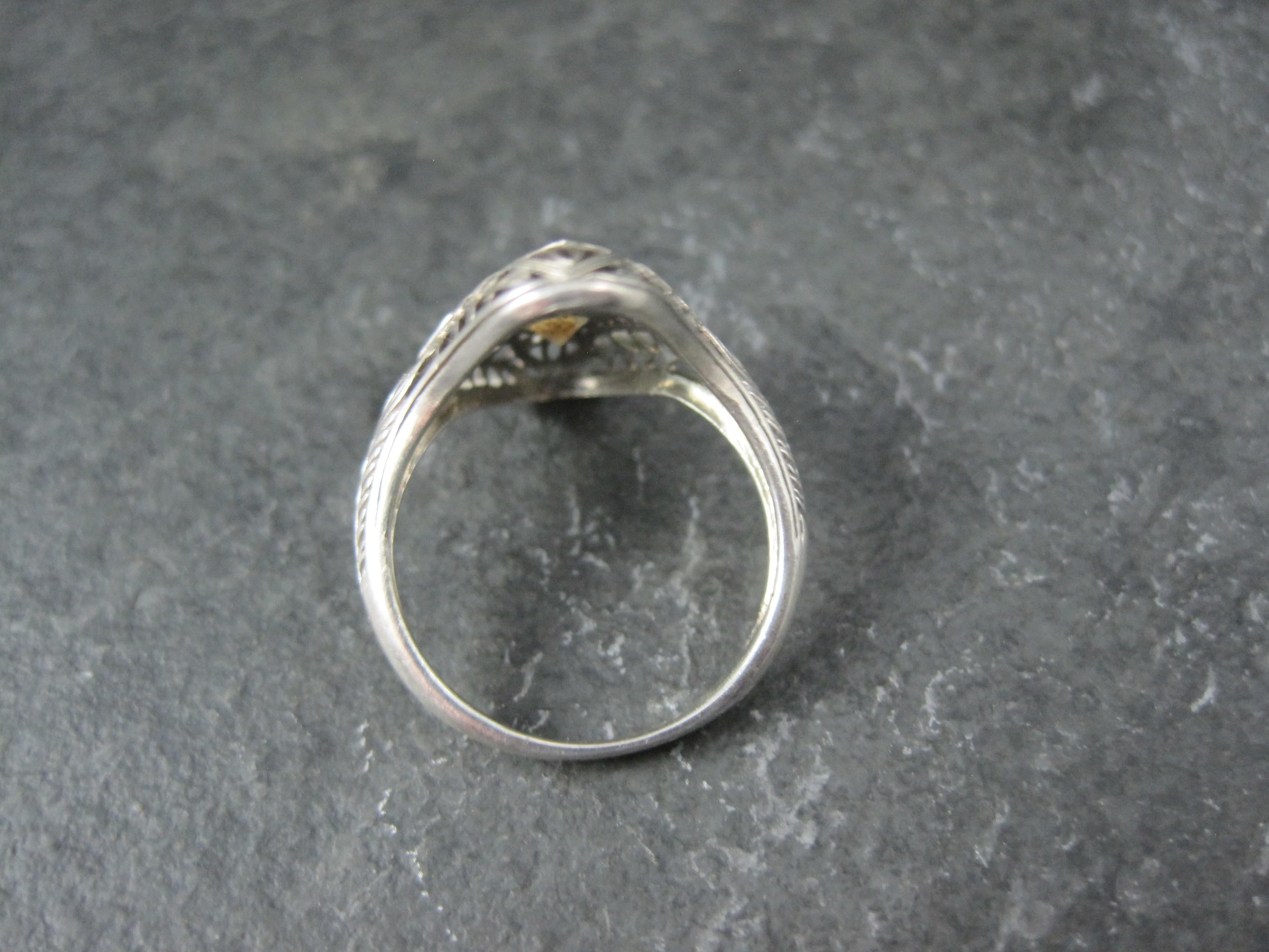 Anello vintage in argento filigranato con citrino misura 6 Riproduzione Art Deco In condizioni ottime in vendita a Webster, SD