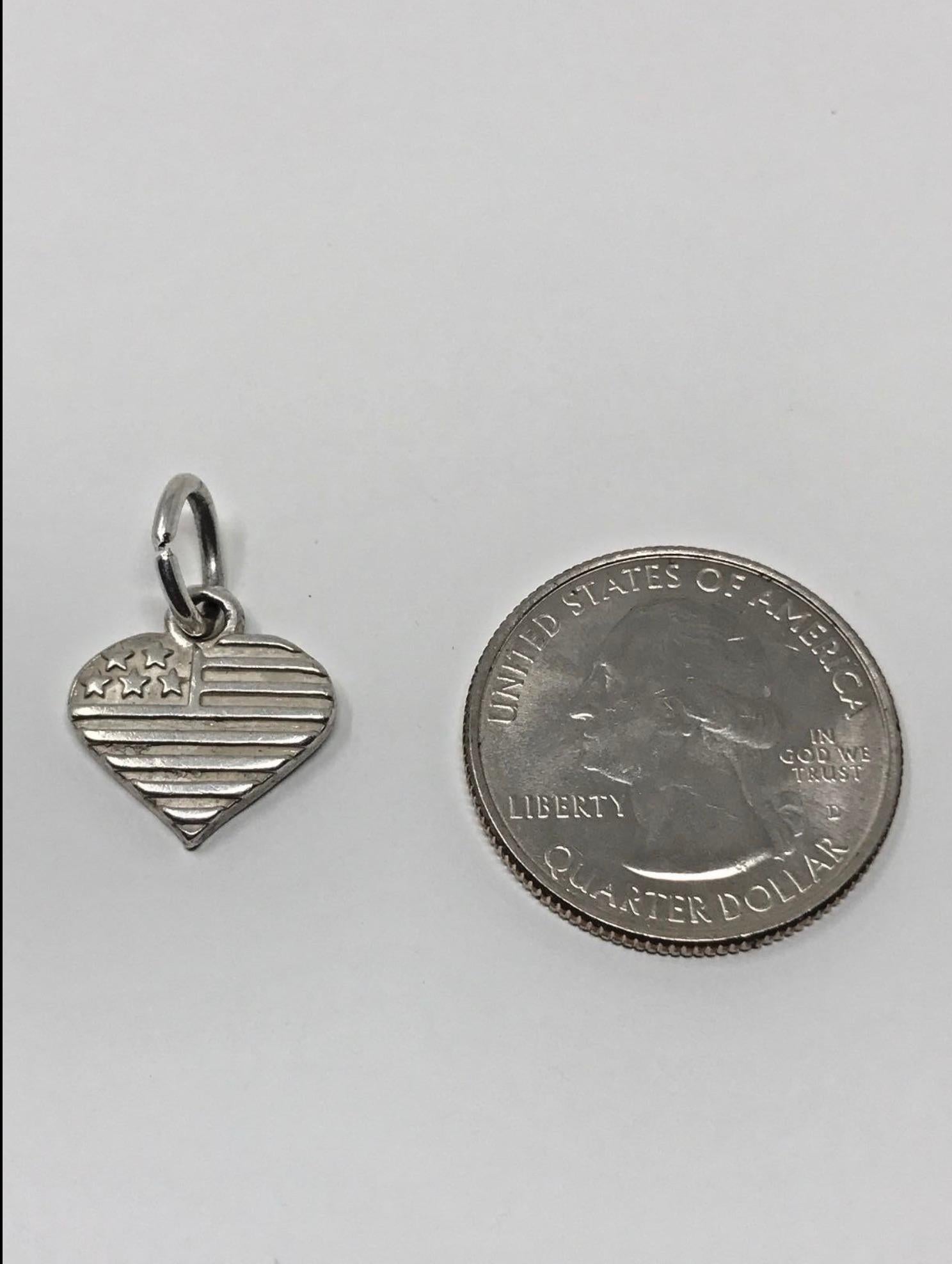 Women's or Men's Vintage Sterling Silver Flag Heart