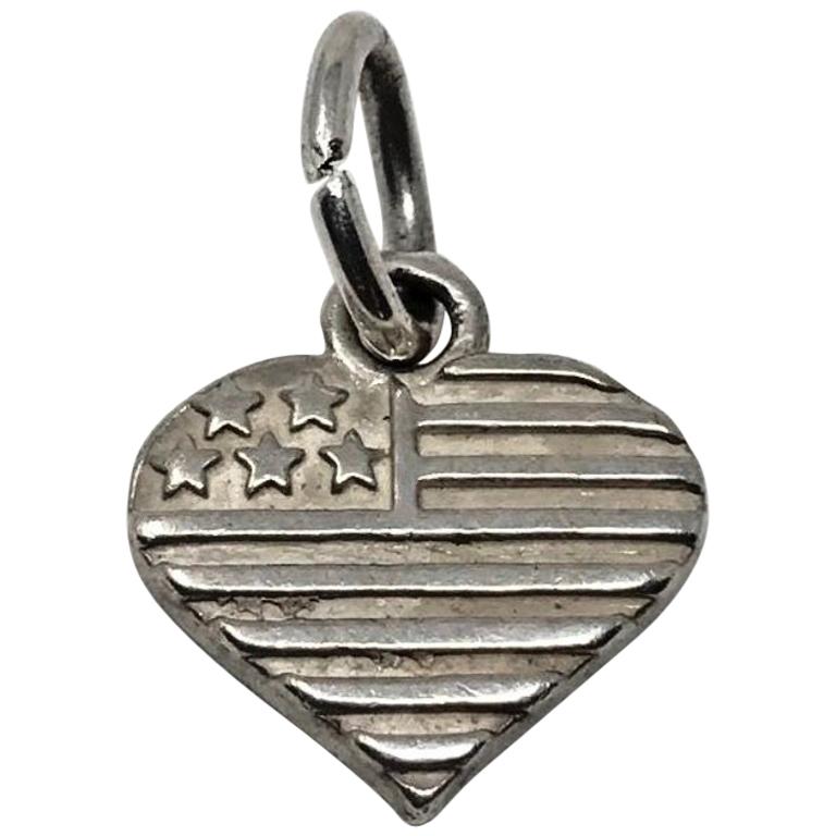 Vintage Sterling Silver Flag Heart