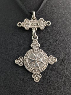 Vintage sterling silver fob pendant, St Johns Ambulance
