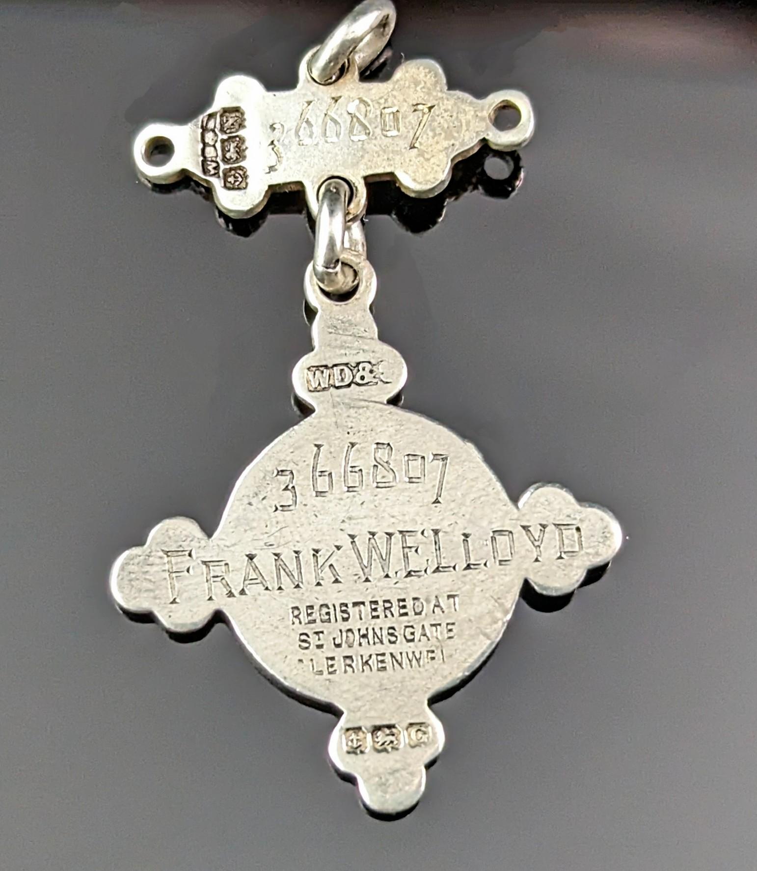 Vintage sterling silver fob pendant, St Johns Ambulance  For Sale 2