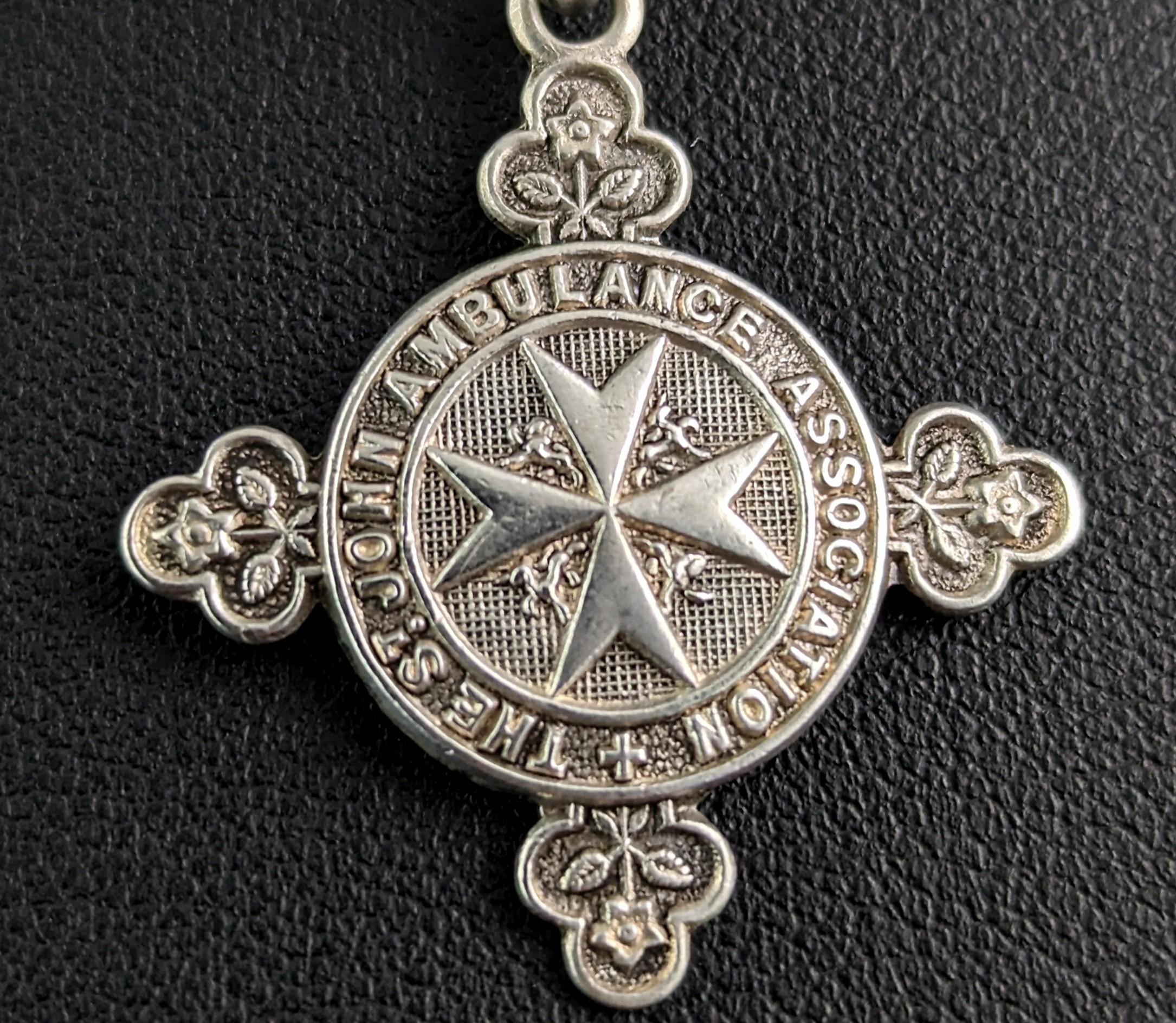 Vintage sterling silver fob pendant, St Johns Ambulance  For Sale 4