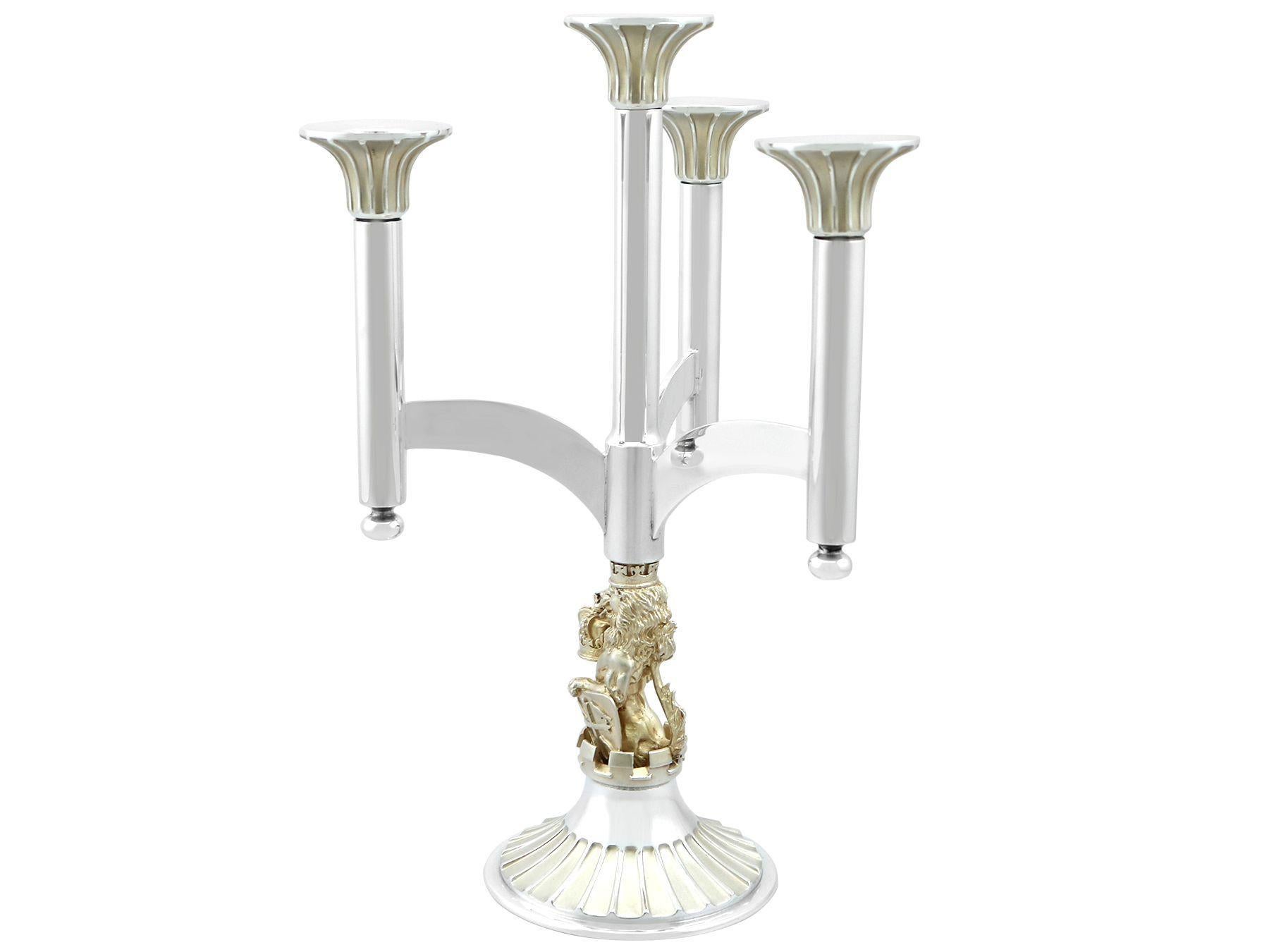 Late 20th Century Vintage 1977 Sterling Silver Four Light Candelabra For Sale