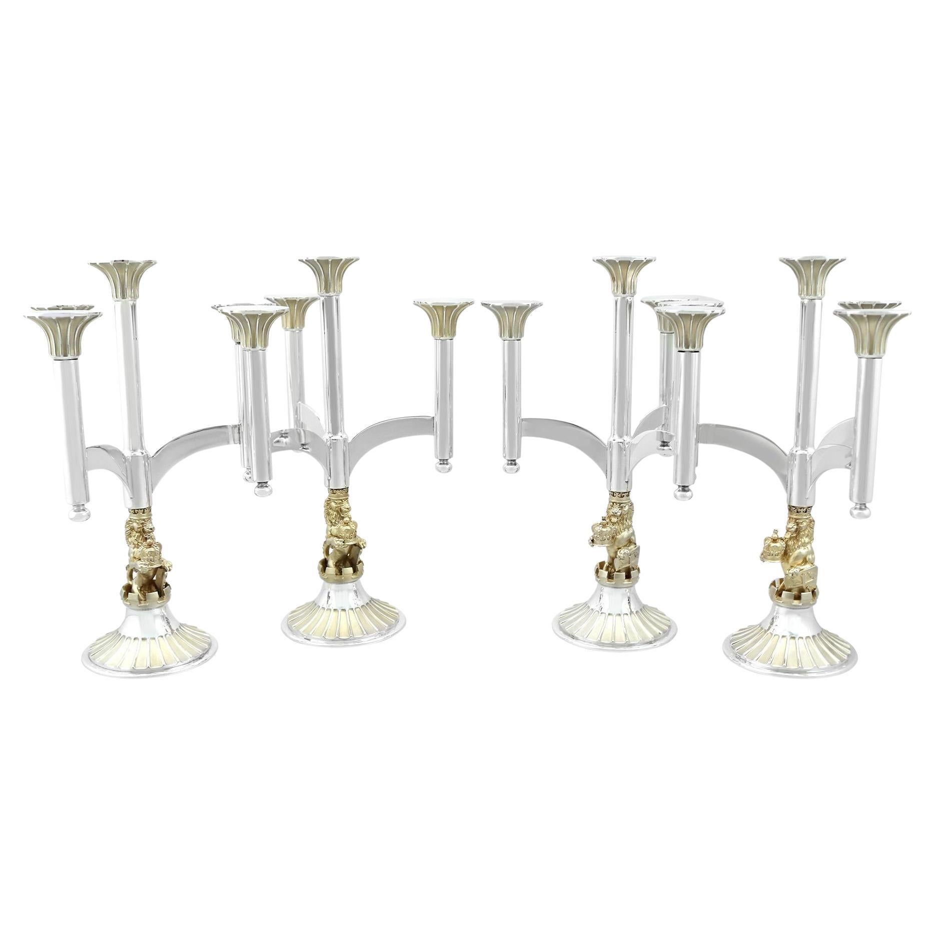 Vintage Sterling Silver Four Light Candelabra For Sale at 1stDibs