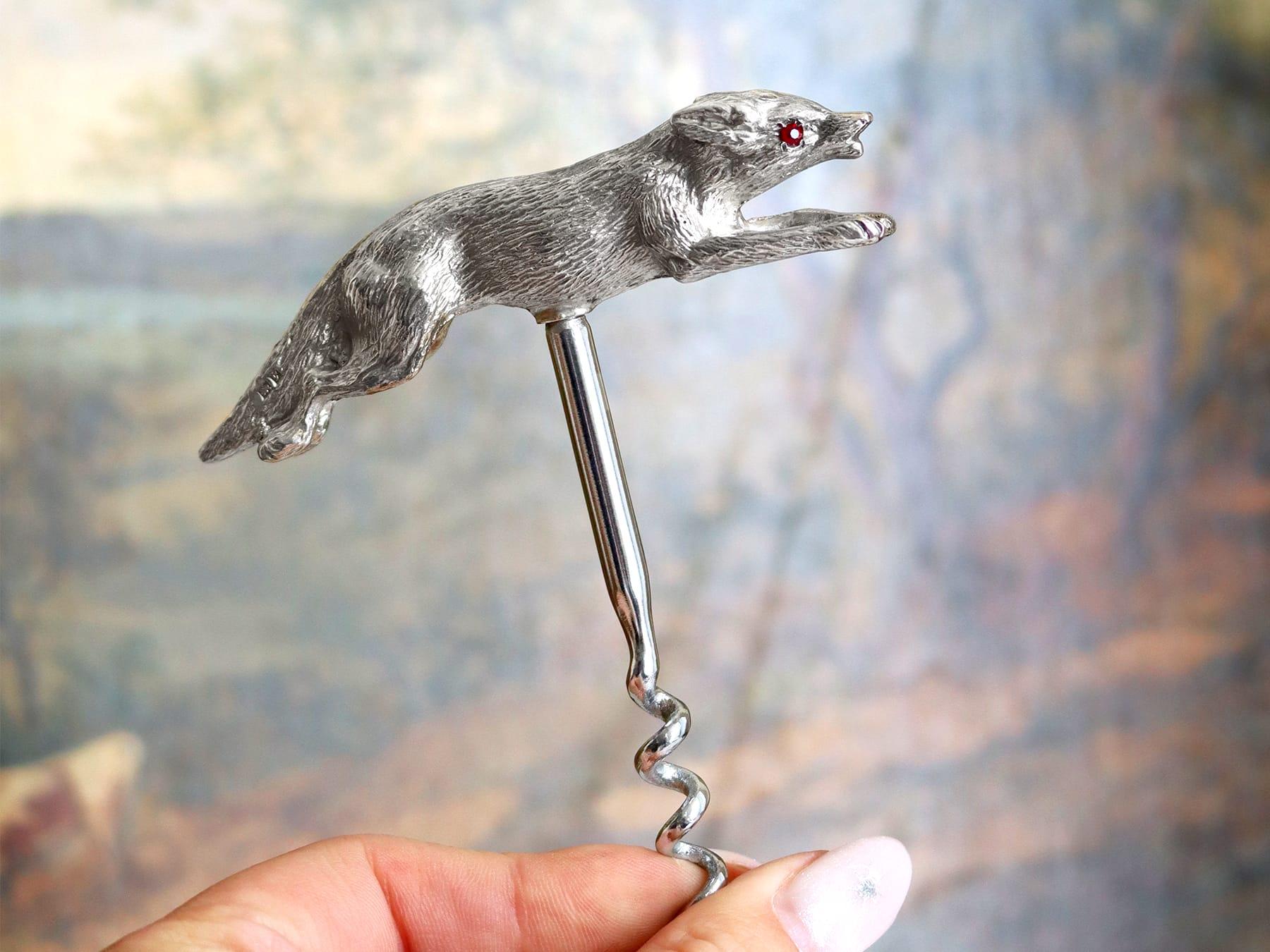 Vieille brochette de renard en argent sterling (1967) Excellent état - En vente à Jesmond, Newcastle Upon Tyne
